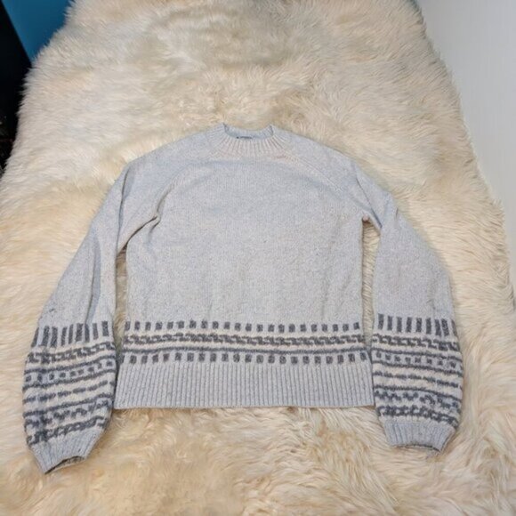 Smartwool Light Grey Patterned Wool Blend Crewneck Sweater Women Size Medium - Picture 1 of 8